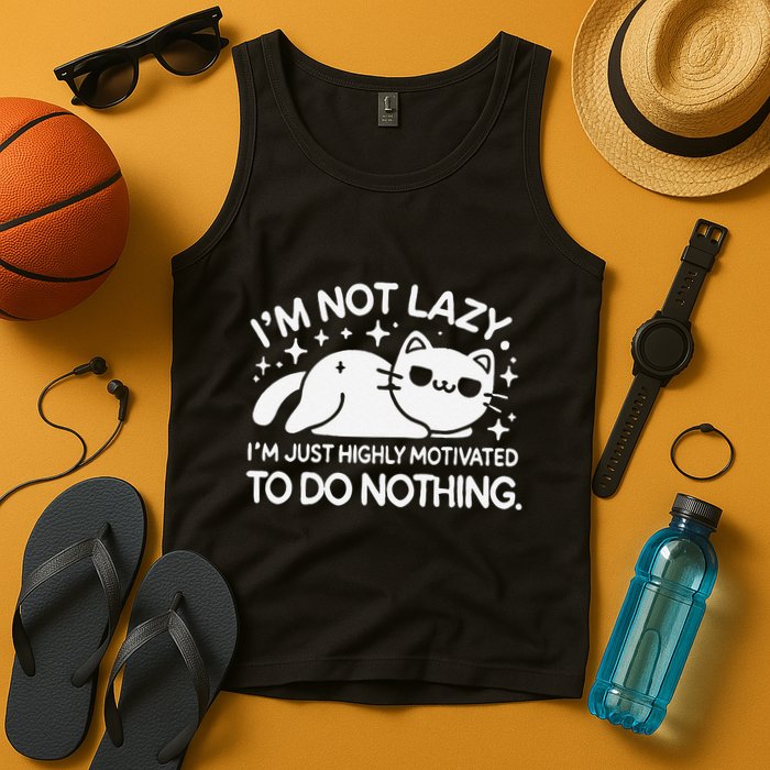 Lazy Vs I’M Just Highly Motivated To Do Nothing Funny Cat Tank Top
