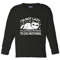Lazy Vs I’M Just Highly Motivated To Do Nothing Funny Cat Toddler Long Sleeve Shirt