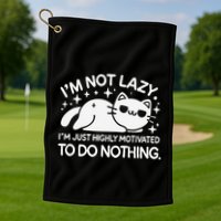 Lazy Vs I’M Just Highly Motivated To Do Nothing Funny Cat Golf Towel