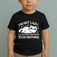 Lazy Vs I’M Just Highly Motivated To Do Nothing Funny Cat Toddler T-Shirt