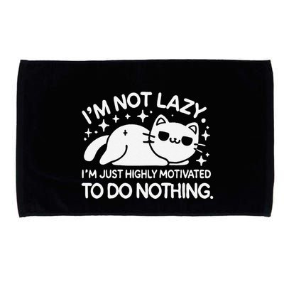 Lazy Vs I’M Just Highly Motivated To Do Nothing Funny Cat Microfiber Hand Towel