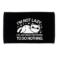 Lazy Vs I’M Just Highly Motivated To Do Nothing Funny Cat Microfiber Hand Towel