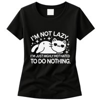 Lazy Vs I’M Just Highly Motivated To Do Nothing Funny Cat Womens T-Shirt