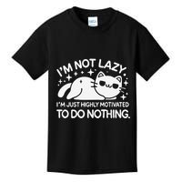 Lazy Vs I’M Just Highly Motivated To Do Nothing Funny Cat Kids T-Shirt