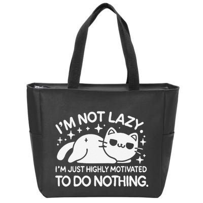 Lazy Vs I’M Just Highly Motivated To Do Nothing Funny Cat Zip Tote Bag