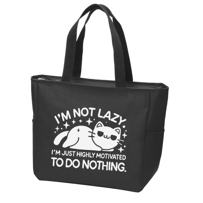 Lazy Vs I’M Just Highly Motivated To Do Nothing Funny Cat Zip Tote Bag