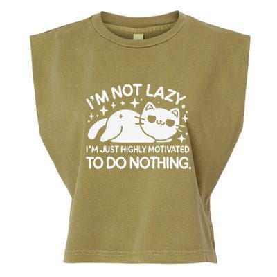 Lazy Vs I’M Just Highly Motivated To Do Nothing Funny Cat Garment-Dyed Women's Muscle Tee