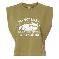 Lazy Vs I’M Just Highly Motivated To Do Nothing Funny Cat Garment-Dyed Women's Muscle Tee