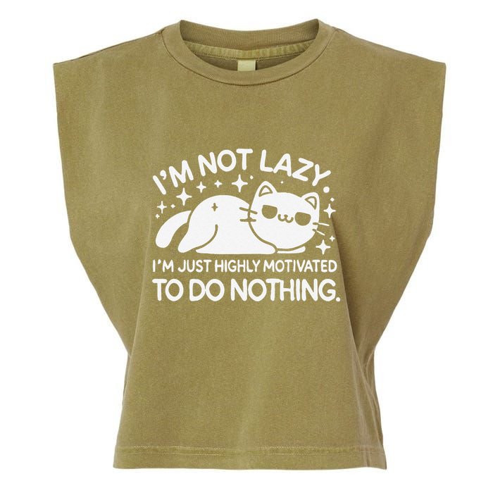 Lazy Vs I’M Just Highly Motivated To Do Nothing Funny Cat Garment-Dyed Women's Muscle Tee