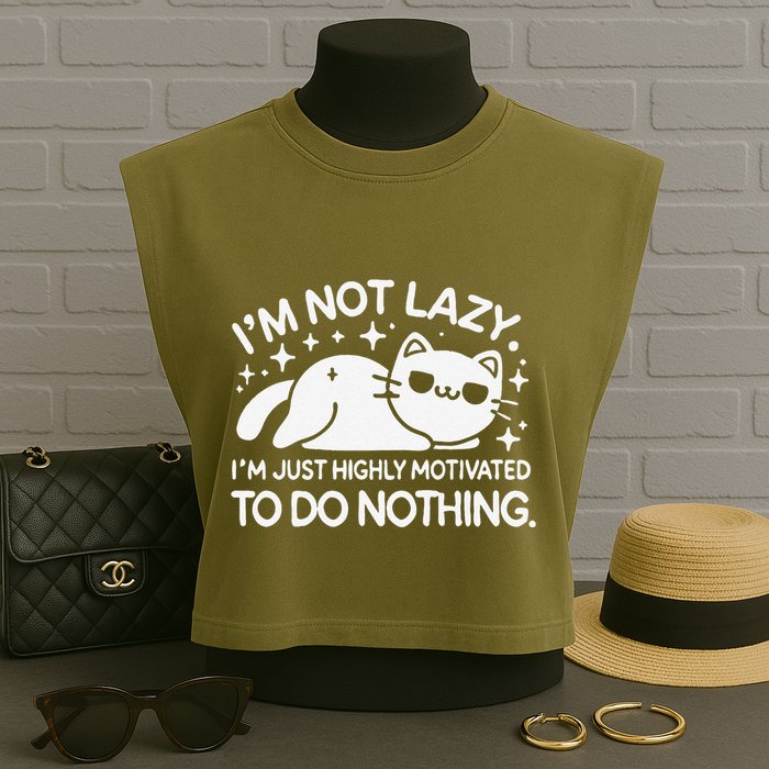 Lazy Vs I’M Just Highly Motivated To Do Nothing Funny Cat Garment-Dyed Women's Muscle Tee
