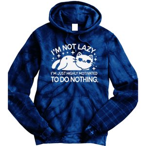 Lazy Vs I’M Just Highly Motivated To Do Nothing Funny Cat Tie Dye Hoodie