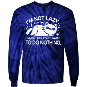 Lazy Vs I’M Just Highly Motivated To Do Nothing Funny Cat Tie-Dye Long Sleeve Shirt