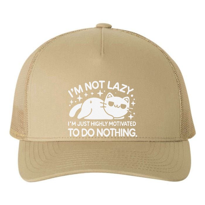 Lazy Vs I’M Just Highly Motivated To Do Nothing Funny Cat Yupoong Adult 5-Panel Trucker Hat