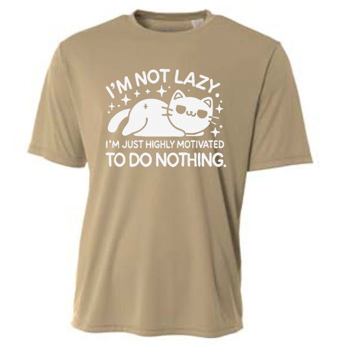 Lazy Vs I’M Just Highly Motivated To Do Nothing Funny Cat Cooling Performance Crew T-Shirt