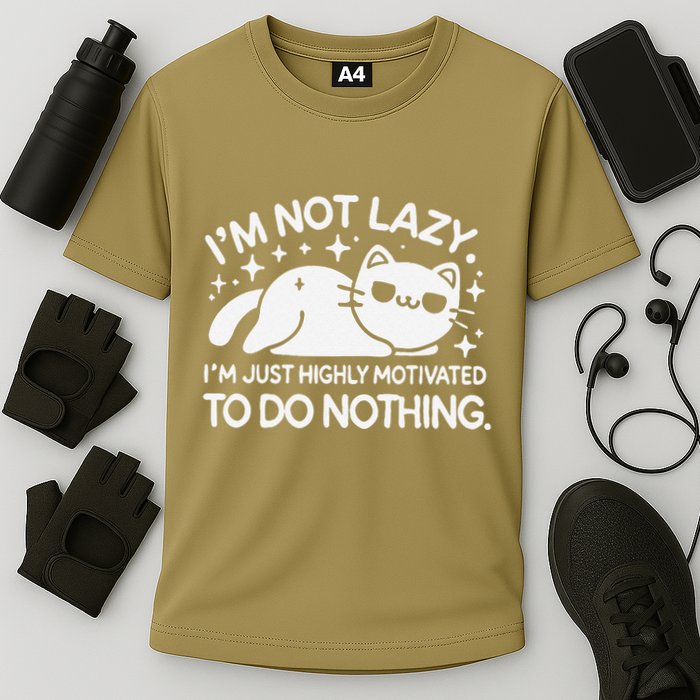 Lazy Vs I’M Just Highly Motivated To Do Nothing Funny Cat Performance Shirt
