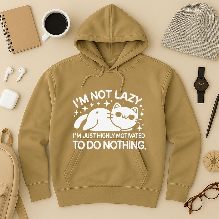 Lazy Vs I’M Just Highly Motivated To Do Nothing Funny Cat Hoodie
