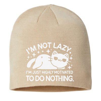 Lazy Vs I’M Just Highly Motivated To Do Nothing Funny Cat Sustainable Beanie