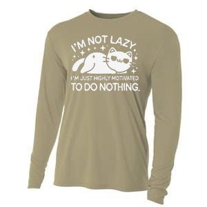 Lazy Vs I’M Just Highly Motivated To Do Nothing Funny Cat Cooling Performance Long Sleeve Crew