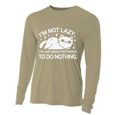 Lazy Vs I’M Just Highly Motivated To Do Nothing Funny Cat Cooling Performance Long Sleeve Crew