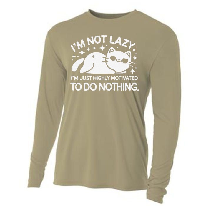 Lazy Vs I’M Just Highly Motivated To Do Nothing Funny Cat Cooling Performance Long Sleeve Crew