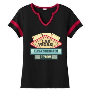 Las Vegas! Lucky Streak For 2 Years Couples Anniversary Ladies Halftime Notch Neck Tee