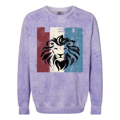 Leo Vintage Leo Retro Distressed Great Gift Colorblast Crewneck Sweatshirt