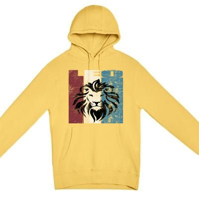 Leo Vintage Leo Retro Distressed Great Gift Premium Pullover Hoodie