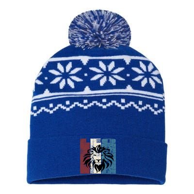 Leo Vintage Leo Retro Distressed Great Gift USA-Made Snowflake Beanie