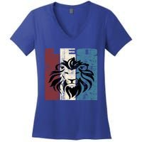 Leo Vintage Leo Retro Distressed Great Gift Women's V-Neck T-Shirt