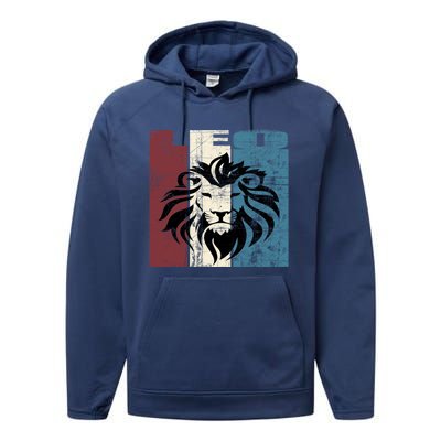 Leo Vintage Leo Retro Distressed Great Gift Performance Fleece Hoodie