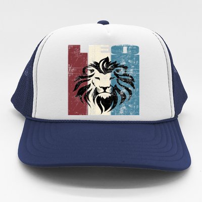 Leo Vintage Leo Retro Distressed Great Gift Trucker Hat