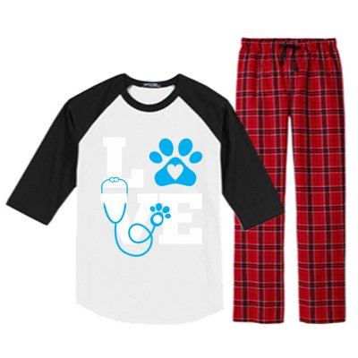 Love Veterinary Medicine Vet Tech Week Teacher Print Gift Raglan Sleeve Pajama Set