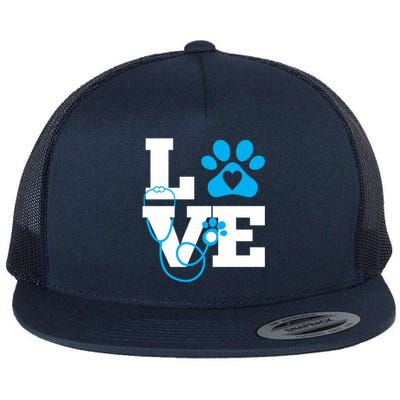 Love Veterinary Medicine Vet Tech Week Teacher Print Gift Flat Bill Trucker Hat