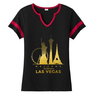 Las Vegas Nevada Vintage Retro Las Vegas Skyline Ladies Halftime Notch Neck Tee