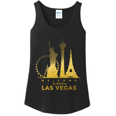 Las Vegas Nevada Vintage Retro Las Vegas Skyline Ladies Essential Tank