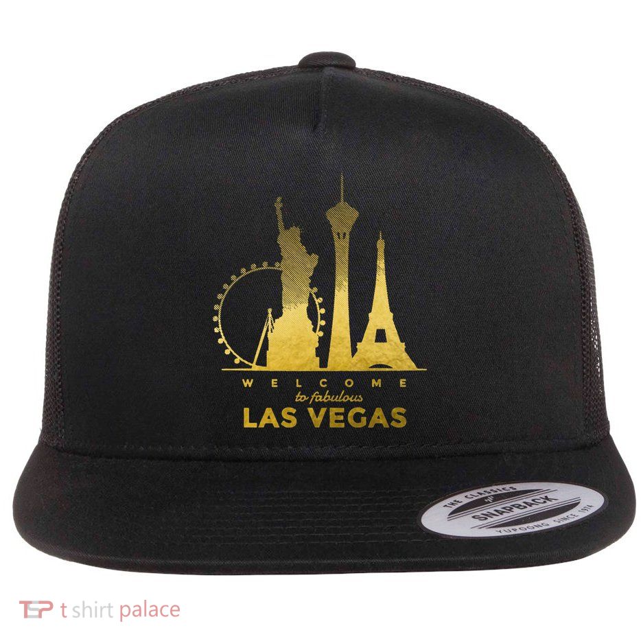Las Vegas Nevada Vintage Retro Las Vegas Skyline Flatbill Hat