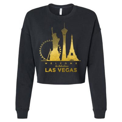 Las Vegas Nevada Vintage Retro Las Vegas Skyline Cropped Pullover Crew