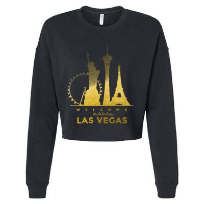 Las Vegas Nevada Vintage Retro Las Vegas Skyline Cropped Pullover Crew