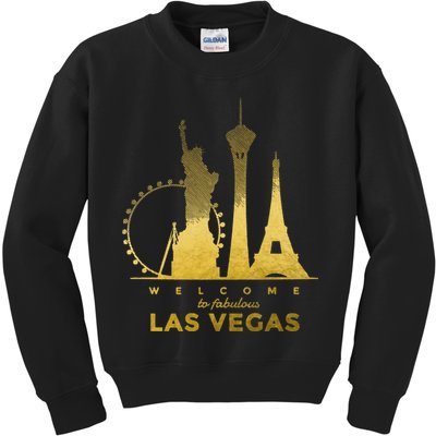 Las Vegas Nevada Vintage Retro Las Vegas Skyline Kids Sweatshirt