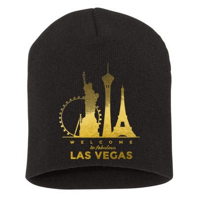 Las Vegas Nevada Vintage Retro Las Vegas Skyline Short Acrylic Beanie