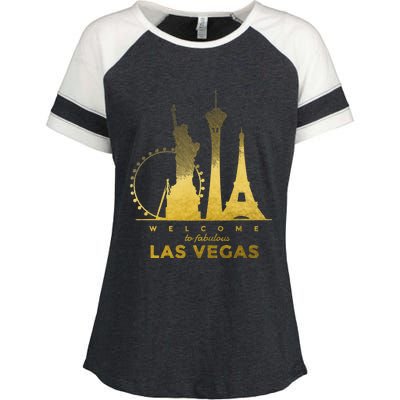 Las Vegas Nevada Vintage Retro Las Vegas Skyline Enza Ladies Jersey Colorblock Tee