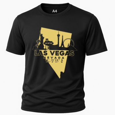 Las Vegas Nevada Skyline Gps Coordinates Performance Shirt