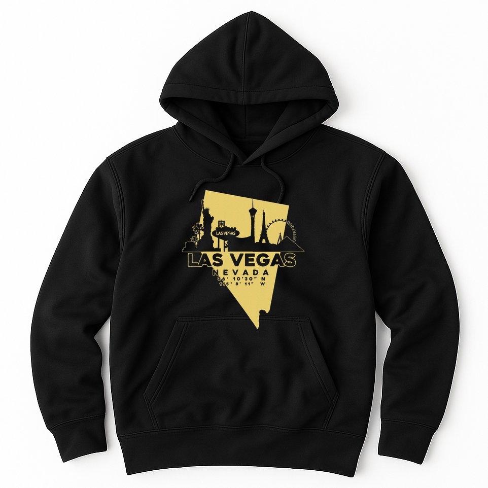 Las Vegas Nevada Skyline Gps Coordinates Hoodie