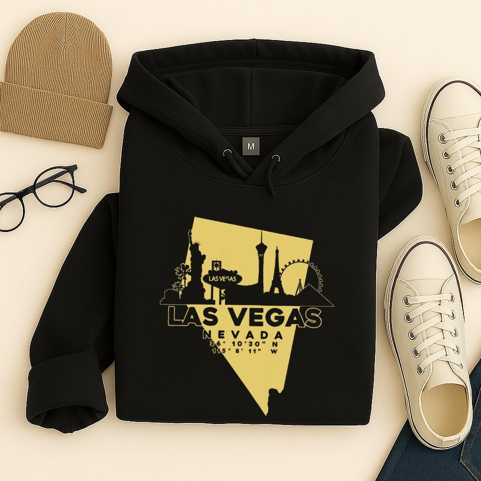 Las Vegas Nevada Skyline Gps Coordinates Hoodie