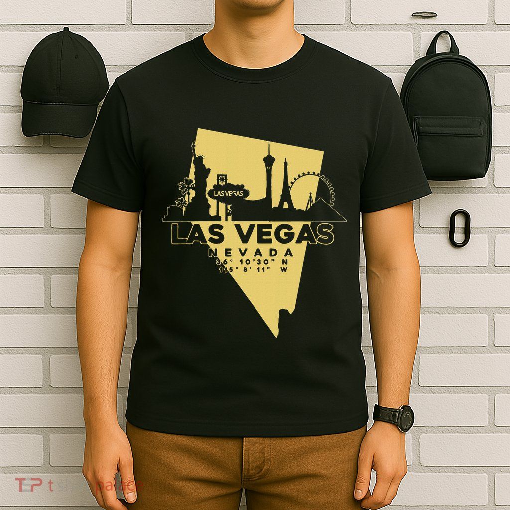 Las Vegas Nevada Skyline Gps Coordinates T-Shirt