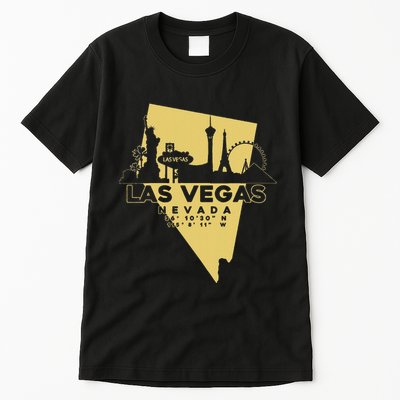 Las Vegas Nevada Skyline Gps Coordinates Tall T-Shirt