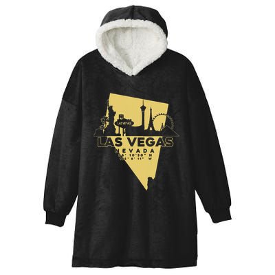Las Vegas Nevada Skyline Gps Coordinates Hooded Wearable Blanket