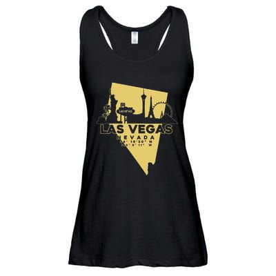 Las Vegas Nevada Skyline Gps Coordinates Ladies Essential Flowy Tank
