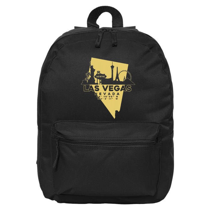 Las Vegas Nevada Skyline Gps Coordinates 16 in Basic Backpack