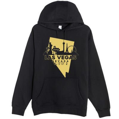 Las Vegas Nevada Skyline Gps Coordinates Premium Pullover Hoodie